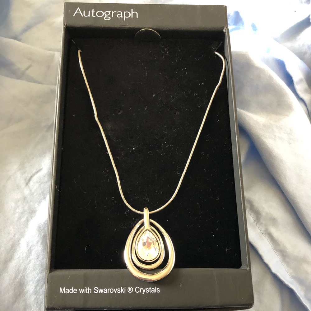 Silver necklace with Swarovski crystal centerpiece